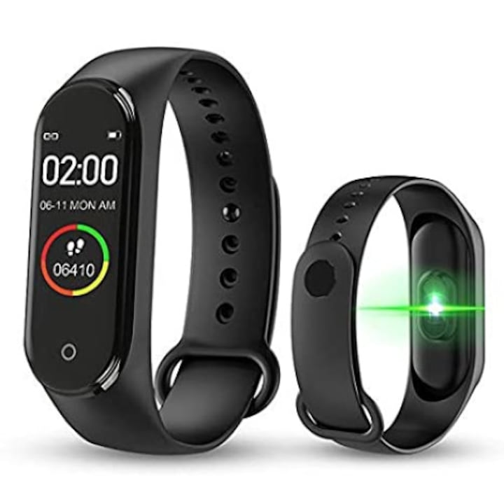 Smart Band M4 fekete vízálló okoskarkötő pulzus és vérnyomás mérővel