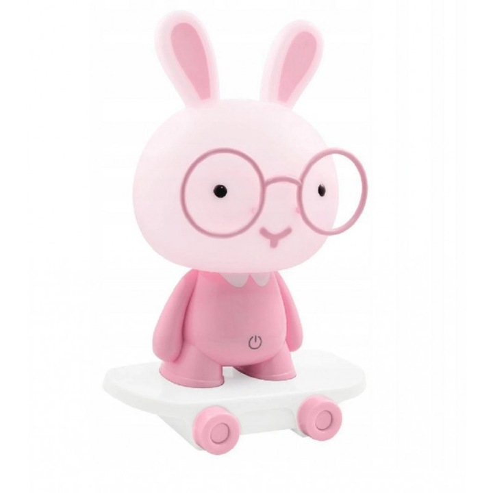 MalPlay nyuszi éjszakai lámpa USB töltéssel, 25 cm, rózsaszín