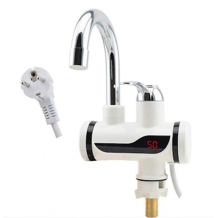 Pachet promo: Robinet Electric Pentru Incalzire Apa 008, Putere 3000W, Afisaj Electronic + Prelungitor universal pentru robinet, 2 tipuri de jet si rotatie 360°, Matheus-FLEX2