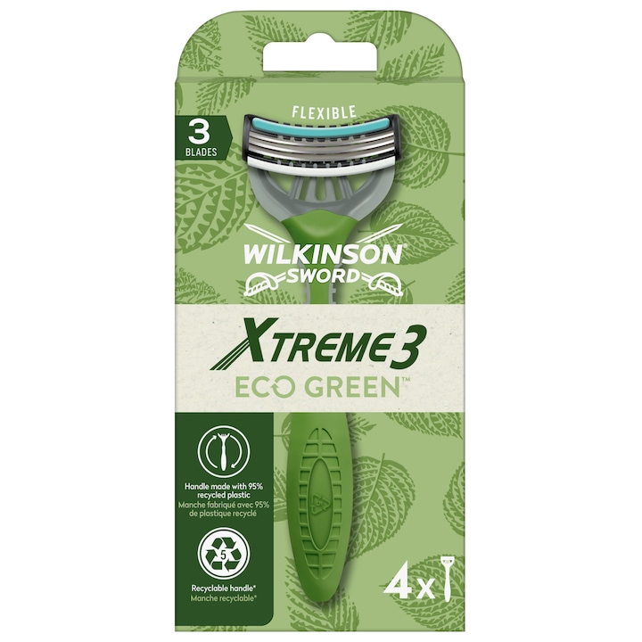 Wilkinson Xtreme 3 Eco Green borotva férfiaknak, 4 db