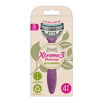 Aparat de ras Wilkinson Xtreme 3 Beauty Eco-Green, Femei, 4 buc Aparat de ras Wilkinson Xtreme 3 Beauty Eco-Green, Femei, 4 buc