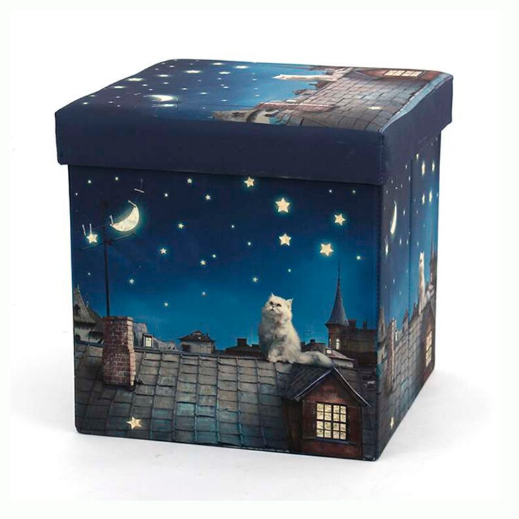 Taburet pliabil cu spatiu de depozitare, Sky