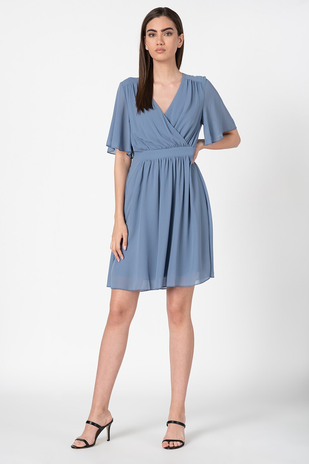 Vila, Rochie mini evazata Micada, Albastru lavanda, S