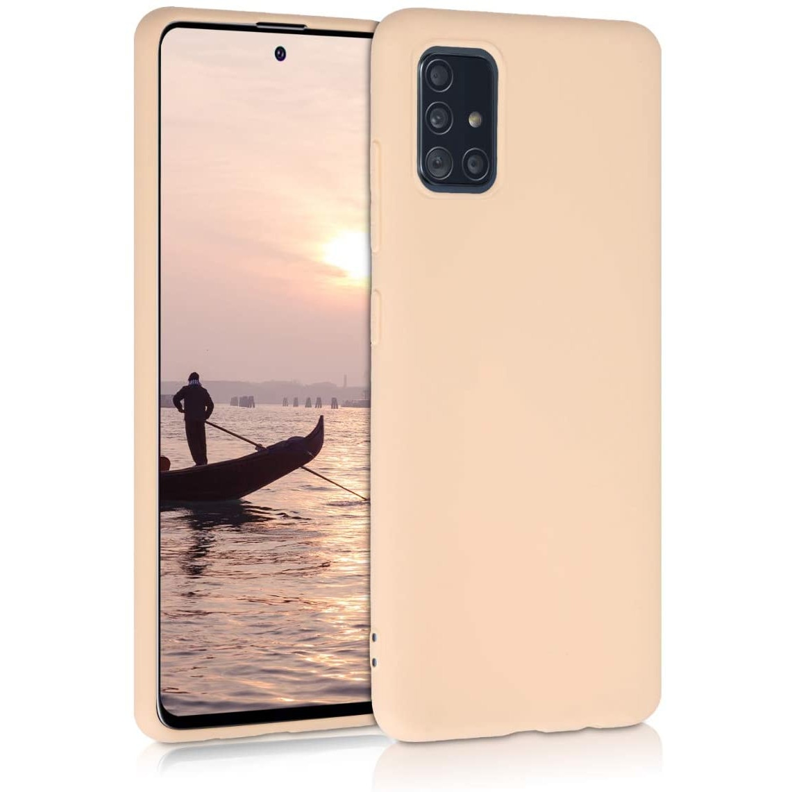 Husa compatibila cu Samsung Galaxy A71, ultra slim, silicon Dusty Roz, cu interior de catifea, protectie camera, PlanetPhone
