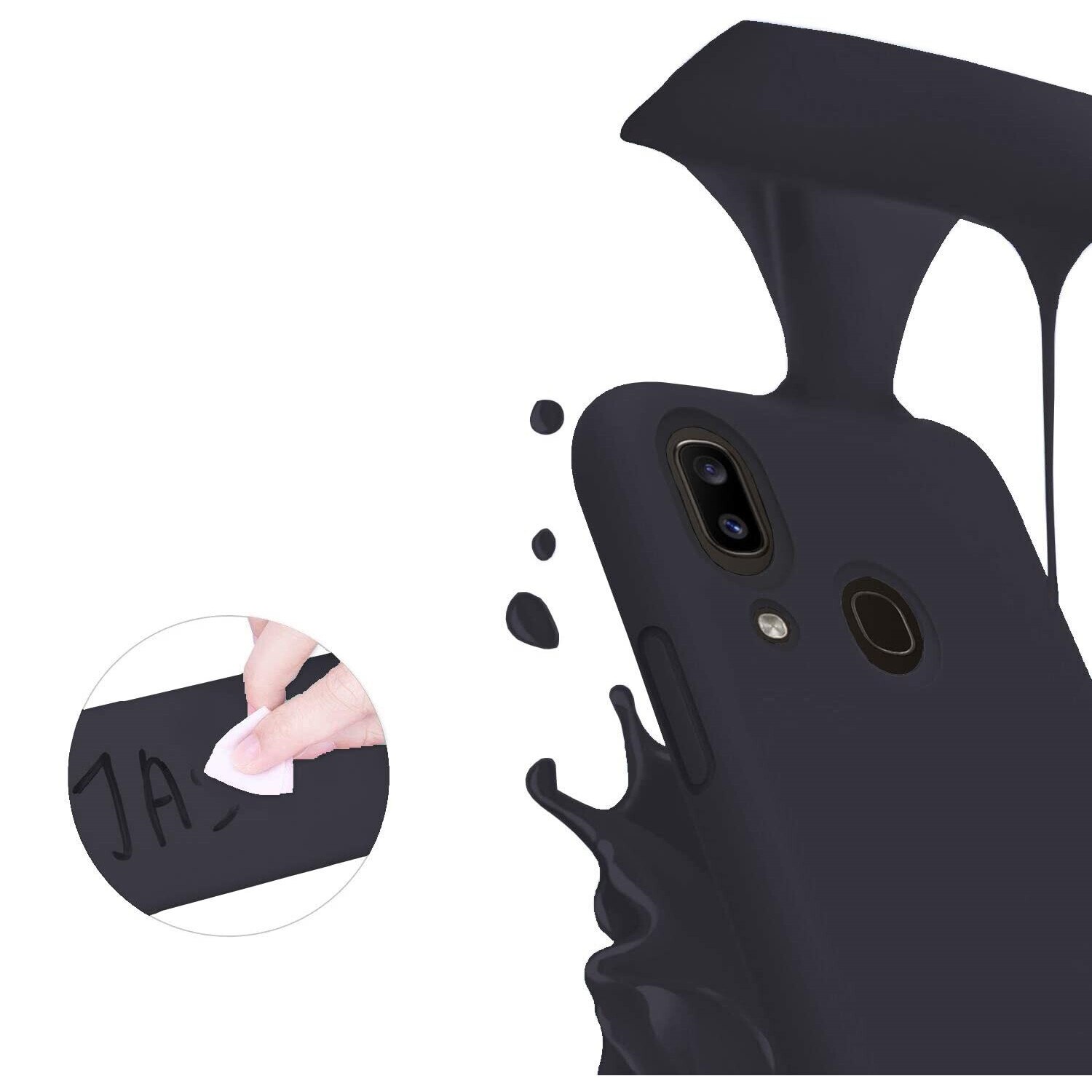 Husa slim compatibila cu Samsung Galaxy A20e, ultra slim, silicon Negru, cu interior de catifea, protectie camera, PlanetPhone