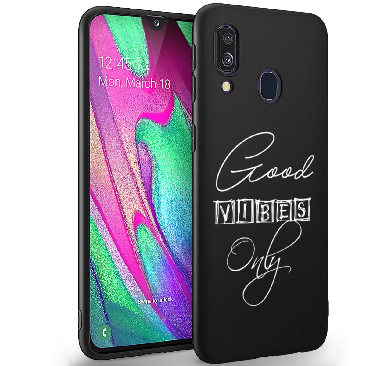 Husa +Folie de sticla Samsung Galaxy A20E - Silicon Matte TPU Good vibes only