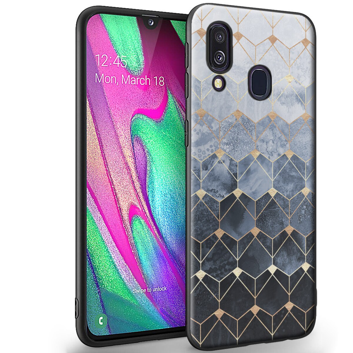 Husa +Folie de sticla Samsung Galaxy A20E - Silicon Matte TPU Hexa 1