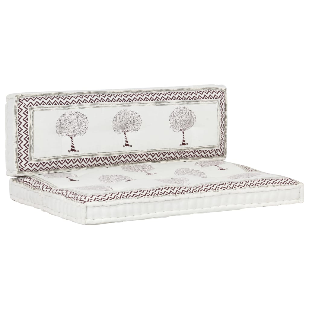 Set 2 perne de canapea din paleti, vidaXL, Textil, imprimeu, 120 x 80 x 50 cm, Alb/Negru