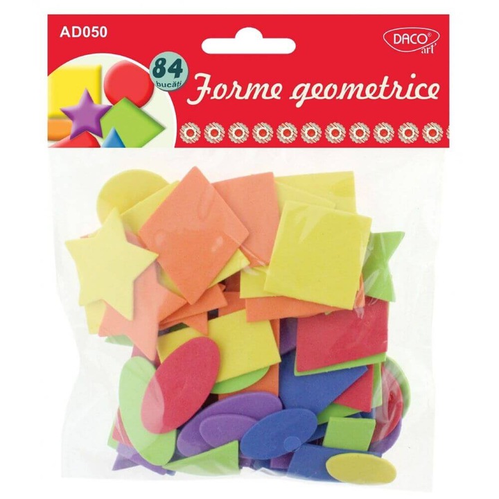 Forme Geometrice Spuma DACO, Dimensiuni Variabile, 84 Buc/Set, Multicolor