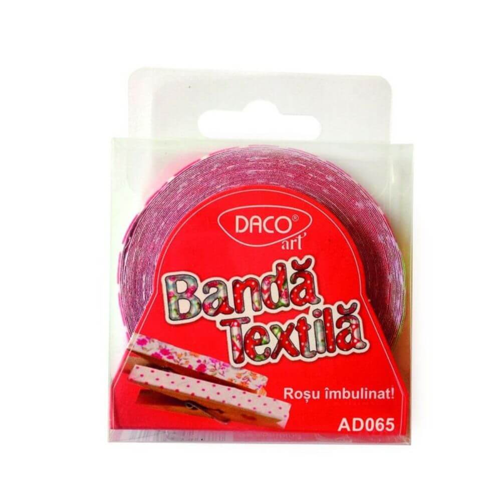 Banda Imbulinata Autoadeziva DACO, 1.5x400 cm, Culoare Rosu si Alb