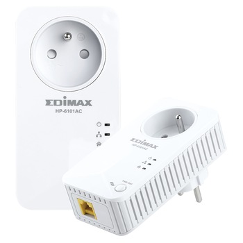 Set 2 x Adaptor PowerLine EDIMAX HP-6101ACK 600Mbps, Ethernet cu priza electrica Set 2 x Adaptor PowerLine EDIMAX HP-6101ACK 600Mbps, Ethernet cu priza electrica
