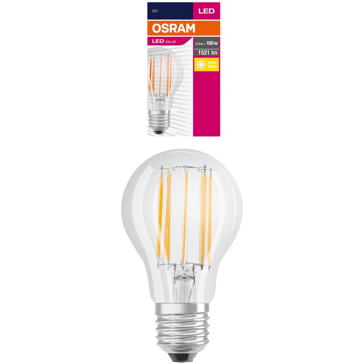 Osram LED körte izzó, 11 W, 1521 lm, 2700K, E27, Meleg fehér