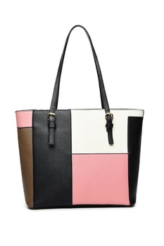 Geanta de dama Yvette roz din piele ecologica cu model geometric, 30 x 28 x 12 cm Geanta de dama Yvette roz din piele ecologica cu model geometric, 30 x 28 x 12 cm