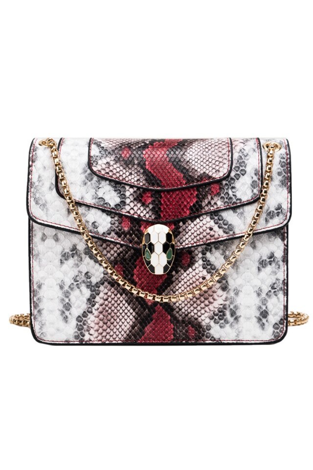 Geanta de dama Chantal rosie din piele ecologica, dimensiuni 22 x 17 x 9 cm