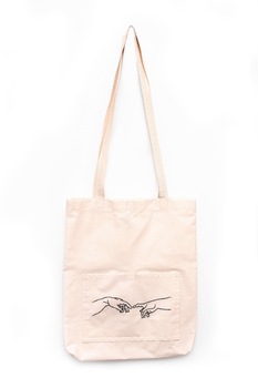 Geanta Tote Bag The Creation of Adam, Evergreen Handmade, Bej, 37 x 30 cm Geanta Tote Bag The Creation of Adam, Evergreen Handmade, Bej, 37 x 30 cm