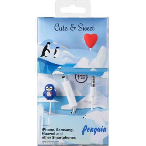 Casti audio Cellularline Cute&Sweet Penguin AUCUTEANDSWEET198 Microfon Jack 3.5mm
