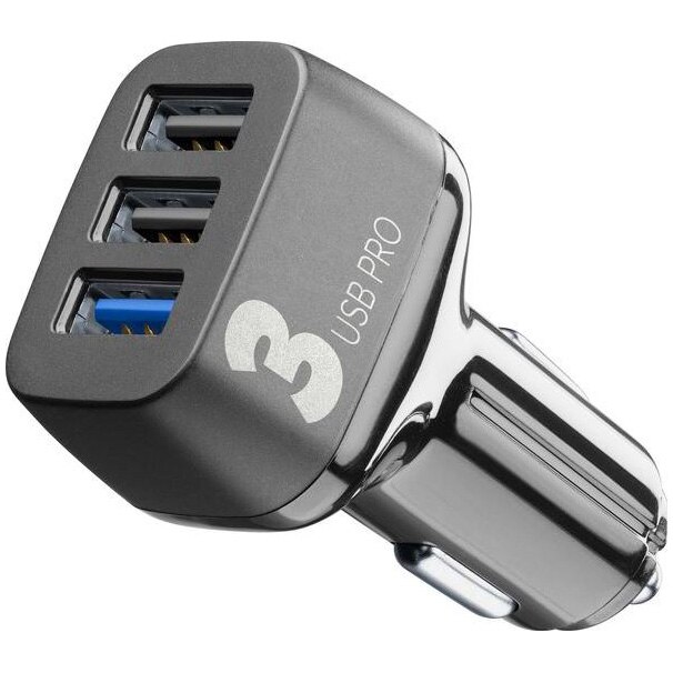 Incarcator auto Cellularline CBRUSB3QC42WK, 3xUSB, QC 3.0, 42W, Negru