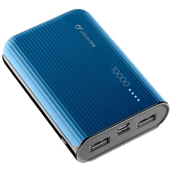 Acumulator extern Cellularline, 10000mAh, QC 3.0, 2xUSB, 12W, Albastru Acumulator extern Cellularline, 10000mAh, QC 3.0, 2xUSB, 12W, Albastru