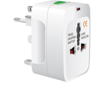 Adaptor international Bibilel, 125-250 V, saculet de transport inclus, Alb, BBL1648 Adaptor international Bibilel, 125-250 V, saculet de transport inclus, Alb, BBL1648