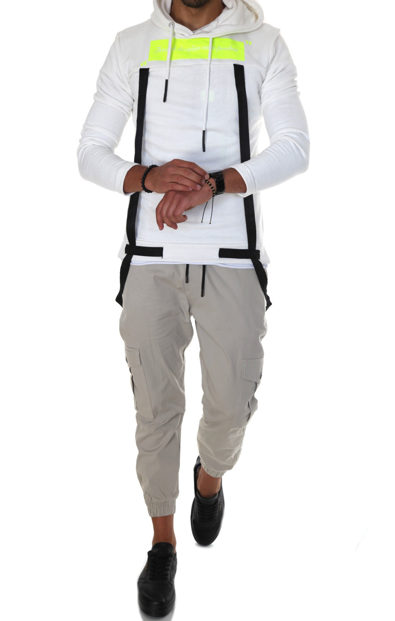 Hanorac 2725, slim fit , model pentru barbati, fara inchidere, alb, Alb