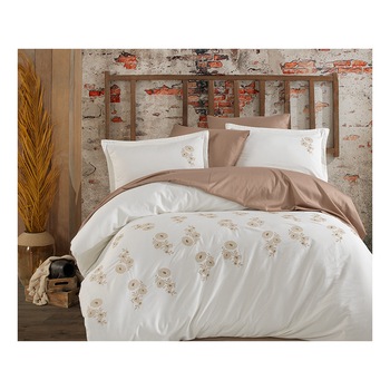 Lenjerie de pat dublu, premium satin de lux cu broderie, 240 x 260 cm, Clasy, Yade Maro V2 Lenjerie de pat dublu, premium satin de lux cu broderie, 240 x 260 cm, Clasy, Yade Maro V2