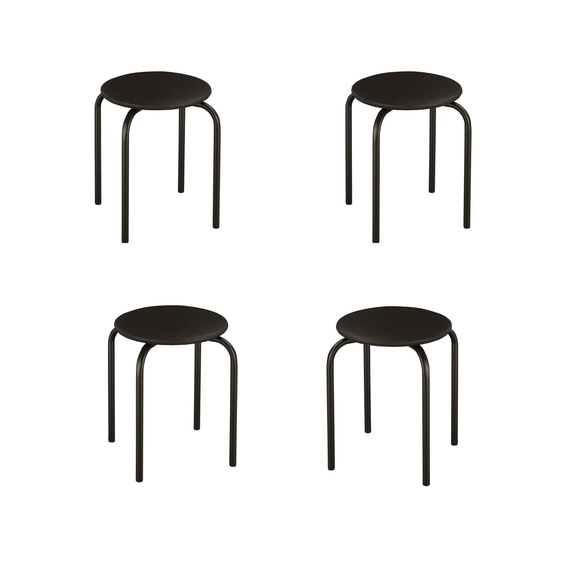 Set 4 taburete Chico black, piele ecologica, negru