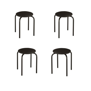 Set 4 taburete Chico black, piele ecologica, negru Set 4 taburete Chico black, piele ecologica, negru