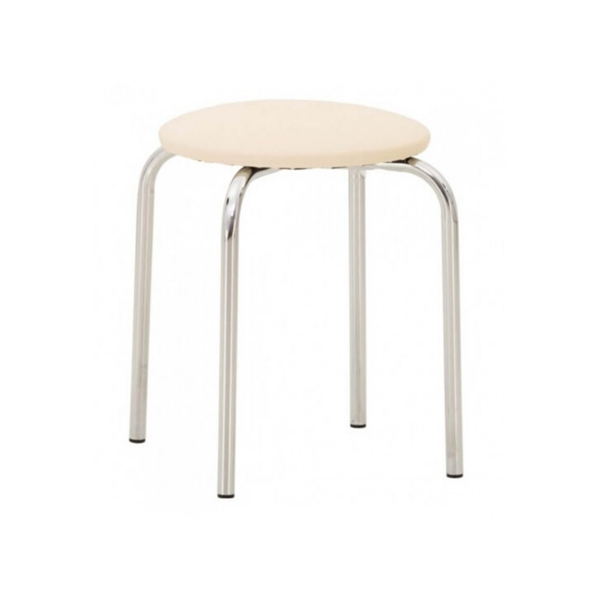 Set 4 taburete Chico, cadru cromat, piele ecologica, crem