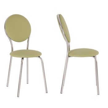 Set 2 scaune bucatarie FAST TIME CHROME, piele ecologica, Oliv