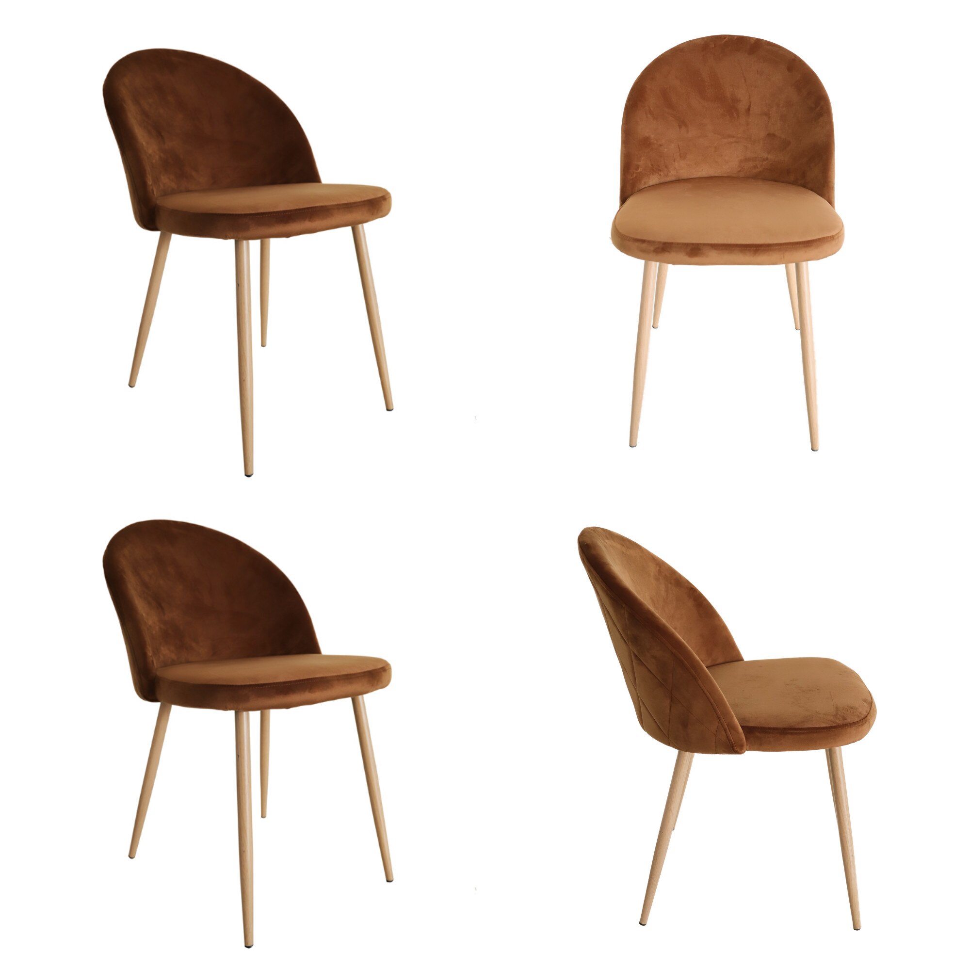 Set 4 scaune dining TACY, Catifea aramiu, picioare metal