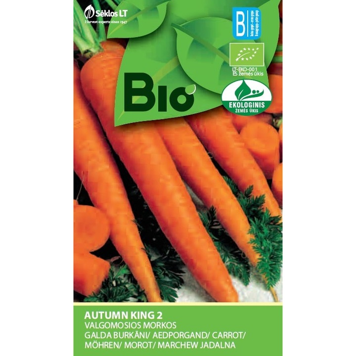 Morcovi Autumn King 2, Bio, Seminte organice, Soi Timpuriu, plic, 2 grame