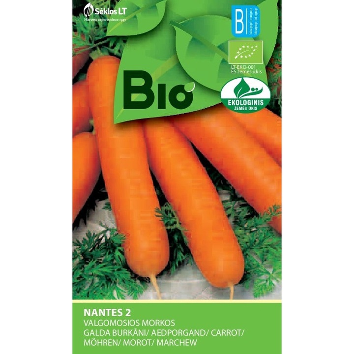 Morcovi Nantes 2, Bio, Seminte organice, Soi Timpuriu, plic, 2 grame