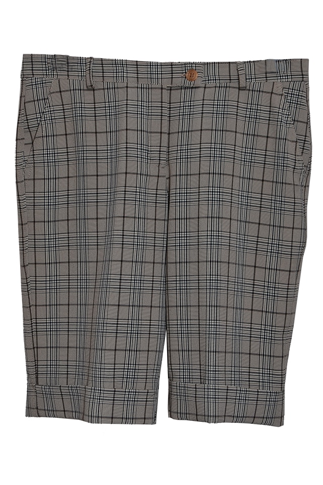 Pantalon scurt in carouri cu manseta