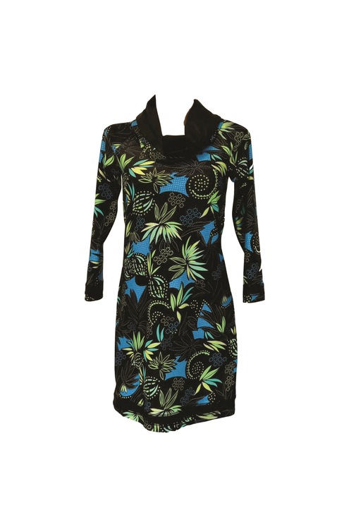 Rochie VANESSA, Blexy, 80% poliamida/ 20% elastan, Maro inchis/Turcoaz