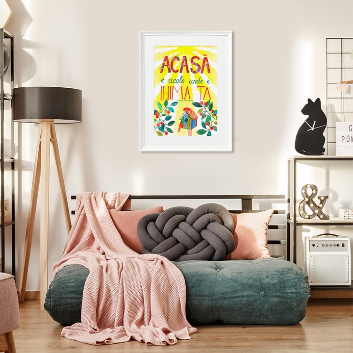 Tablou cu mesaj special, cu rama, Acasa e acolo, 42X52 cm