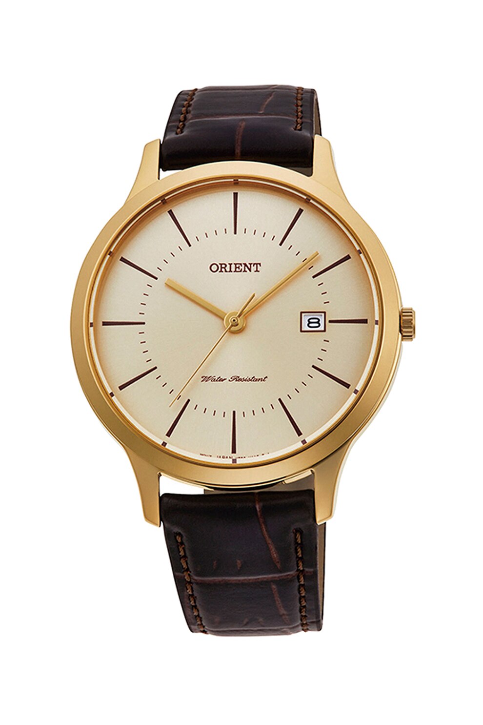 ORIENT, Ceas cu o curea de piele, Maro inchis