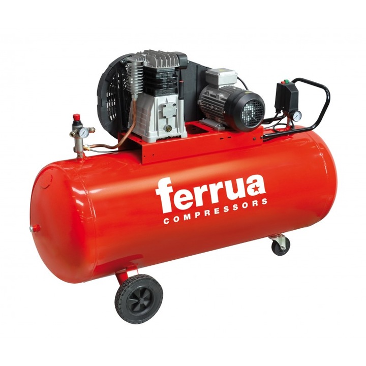 Compresor de aer FB38B-200 CT4 FERRUA, debit aer aspirat 480 l/min, capacitate butelie 200 L, presiune 10bar, 400V