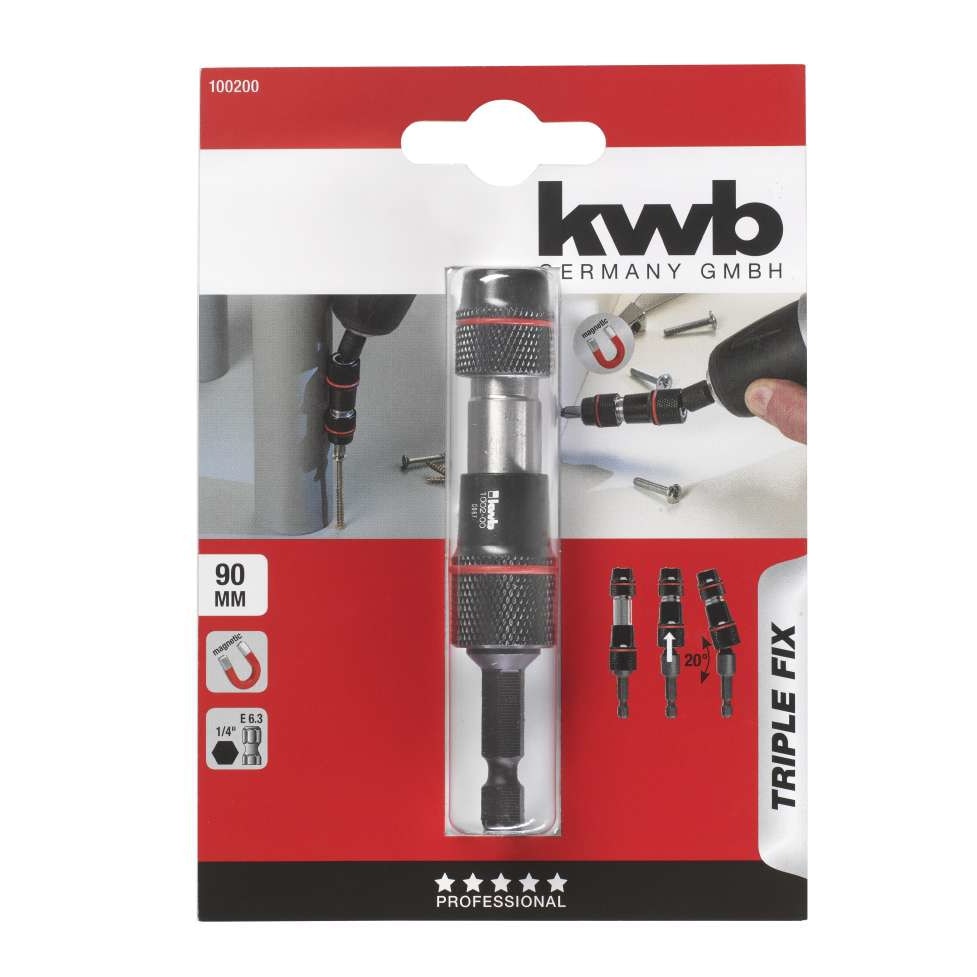 Bit-holder TRIPLE-FIX, magnetic 1/4 E6.3, KWB Professional