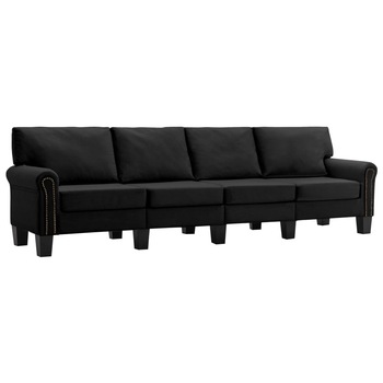 Canapea tapitata cu 4 locuri vidaXL, Tesatura, 254 x 70 x 75 cm Negru Canapea tapitata cu 4 locuri vidaXL, Tesatura, 254 x 70 x 75 cm Negru