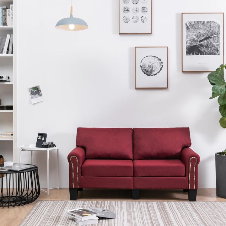 Canapea tapitata cu 2 locuri vidaXL, Tesatura, 145 x 70 x 75 cm Rosu