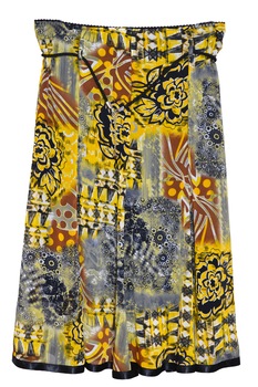 Fusta vaporoasa din voal viscoza in clini terminatie saten floral,M Fusta vaporoasa din voal viscoza in clini terminatie saten floral,M