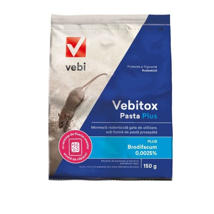 Momeala raticida impotriva rozatoarelor, Vebitox Pasta Plus 150 g