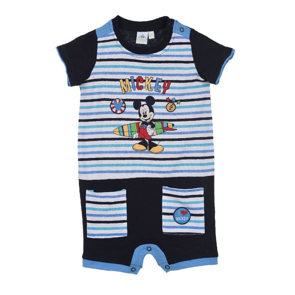 Salopeta bebe baieti, Mickey, 71 cm, 6-9 luni bumbac, bleumarin