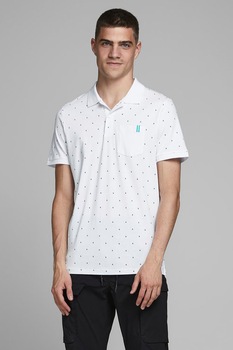 Jack&Jones, Tricou polo cu buzunar pe piept Logomania, Alb/Verde menta/Negru Jack&Jones, Tricou polo cu buzunar pe piept Logomania, Alb/Verde menta/Negru