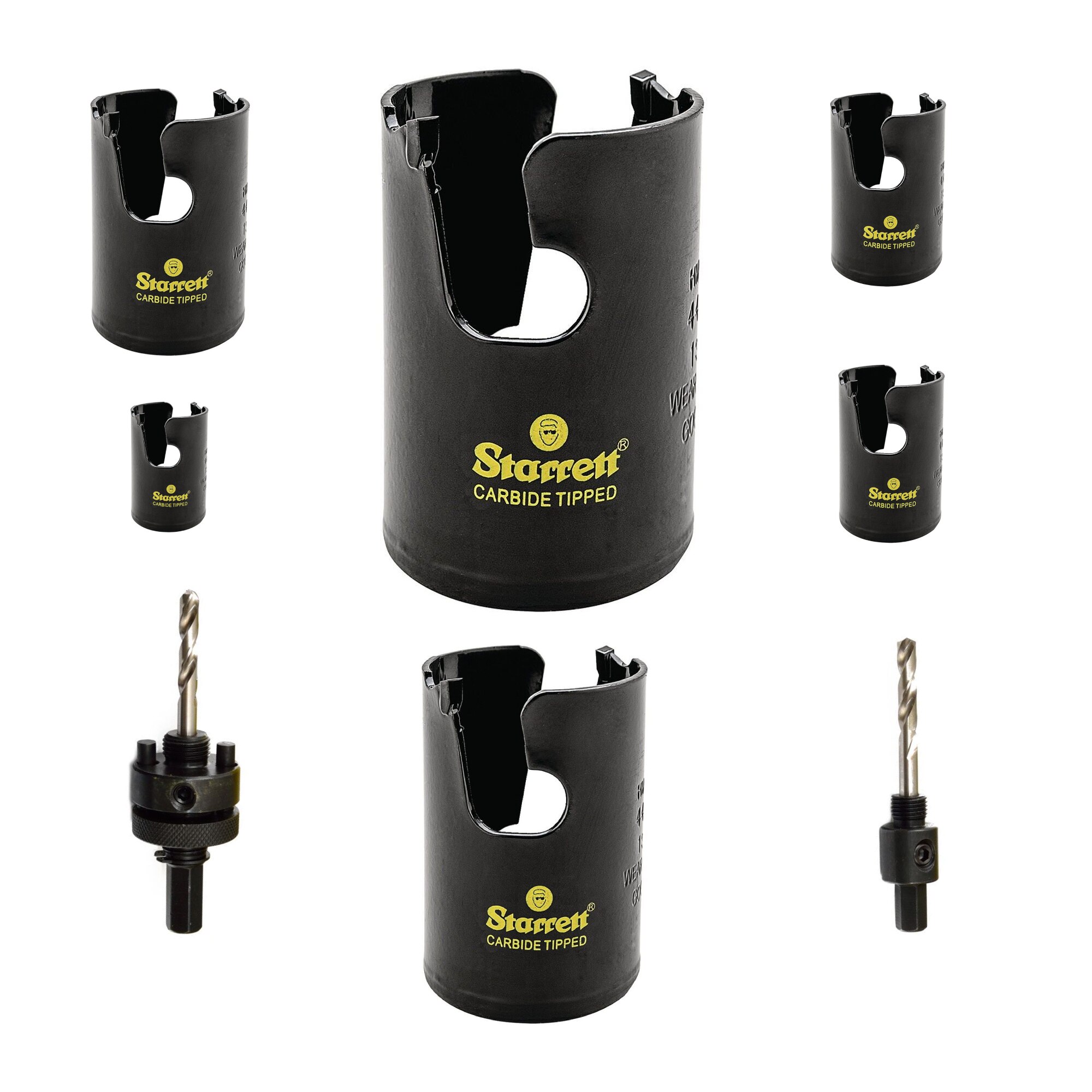 Kit Uz general Carote Starrett KMPH2000GP3 cu pastile de carbura cu Arbore, Fast Cut Multi Purpose 19 22 29 35 38 44 51 57 64 68 76 A1E A17-38E