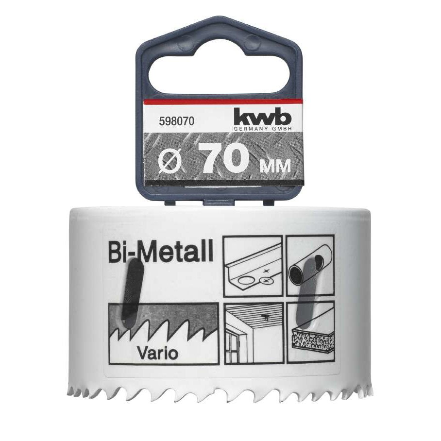 Carota 70x38 mm HSS-BIM-CO 8 % cobalt pentru INOX si metal, KWB Professional