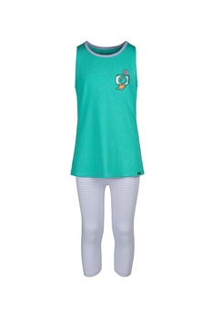 Skiny, Pijama cu detaliu grafic, Verde/Alb/Albastru Skiny, Pijama cu detaliu grafic, Verde/Alb/Albastru
