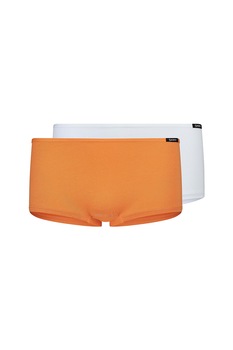 Skiny, Set 2 perechi de boxeri din bumbac, aplicatie logo, Oranj/Alb Skiny, Set 2 perechi de boxeri din bumbac, aplicatie logo, Oranj/Alb