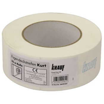 Banda Hartie Ramforsata Kurt pentru Armat Rosturi la Gips Carton, 50mm, 25m/rola Banda Hartie Ramforsata Kurt pentru Armat Rosturi la Gips Carton, 50mm, 25m/rola