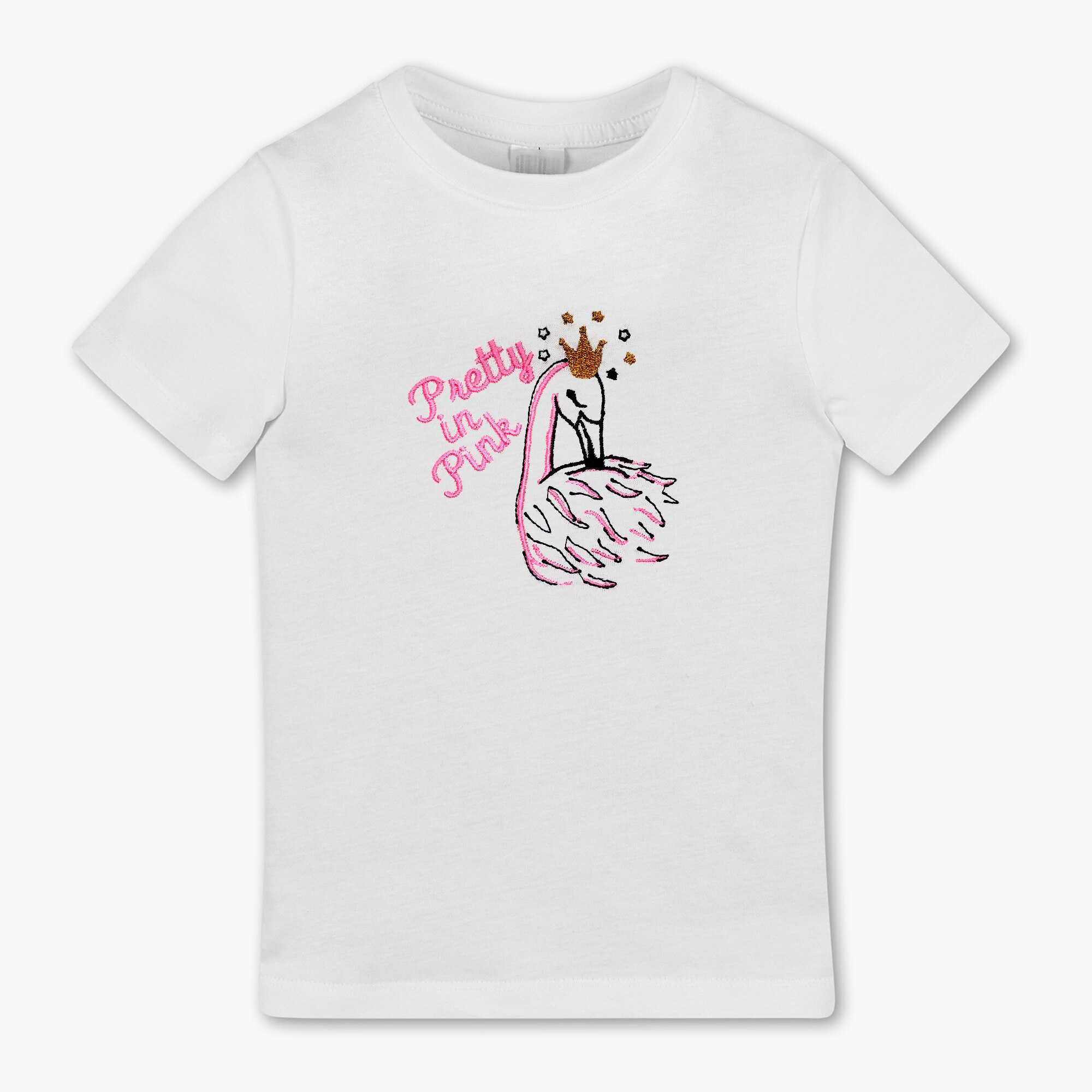 Tricou copii, LWS, bumbac organic, model lebada roz, Alb